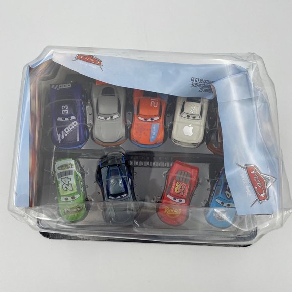 Disney Pixar Cars Deluxe 9 Figurine Set 2021 1/64 w/ Apple Car Package Damaged - Picture 2 of 10